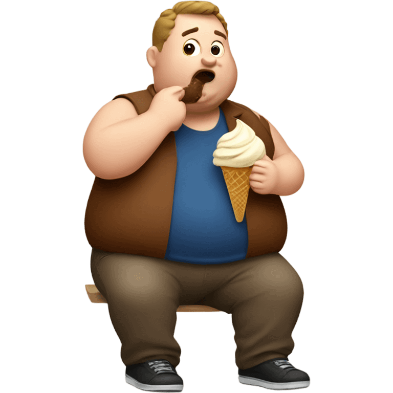 Fat guy eating brown ice cream emoji