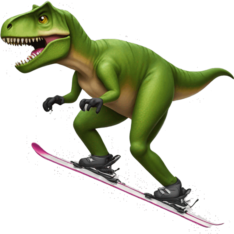 realistic T-Rex downhill skiing emoji