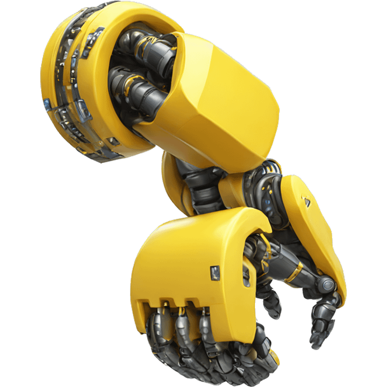 yellow robotic bicep with shocks and circuits that’s attached to the forearm emoji