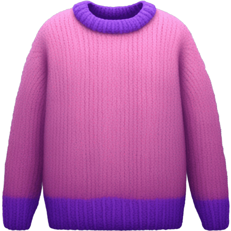 Pink and purple cropped oversize wool sweater, isolated emoji