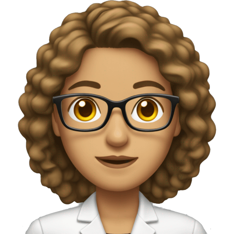 Profesora pelo castaño, gafas emoji