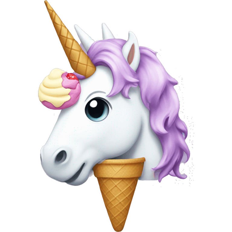 Unicorn eating ice cream emoji