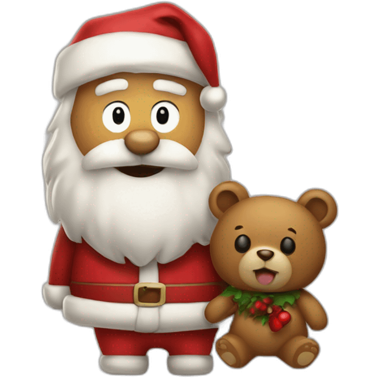 A trashed Santa with a bear  emoji