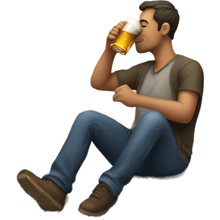 A man drinking a beer on the roof of a building emoji