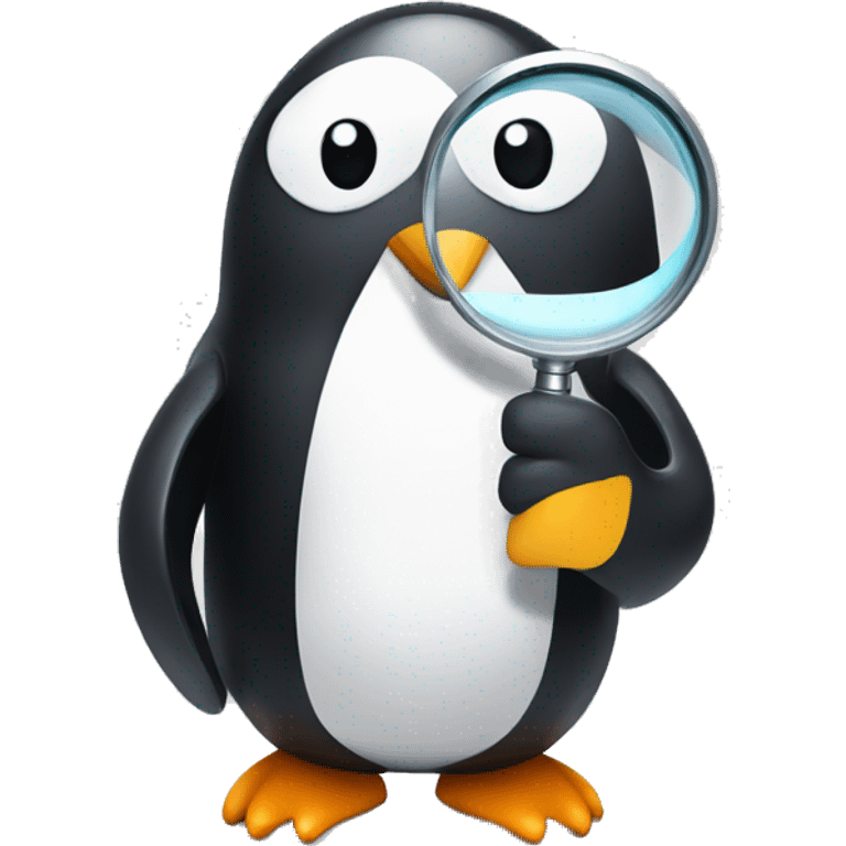 penguin holding a magnifying glass emoji