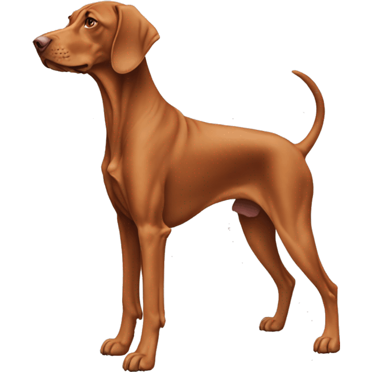 Vizsla dog. Standing. Side view. Looking forward. Old.  emoji