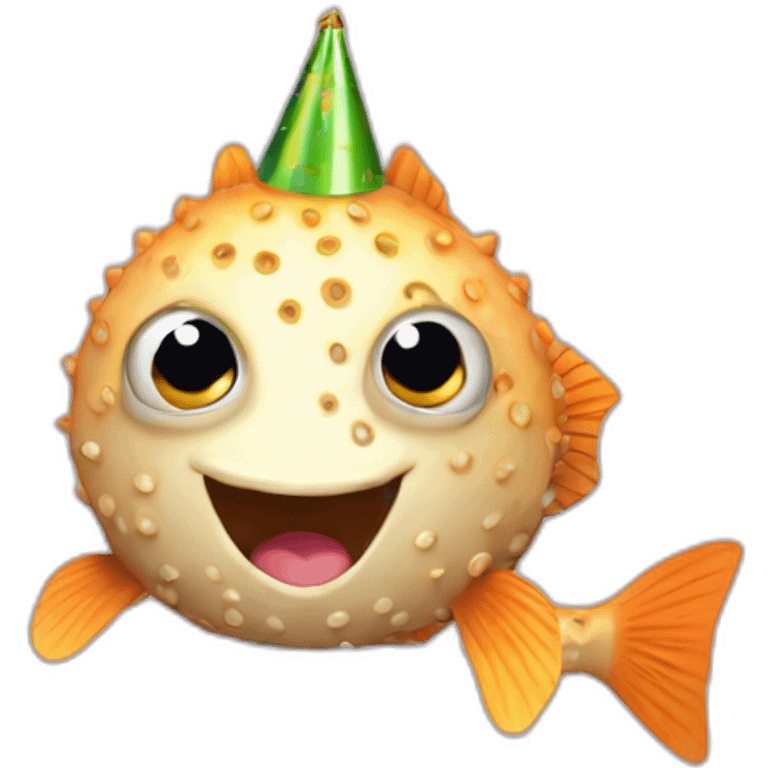 blowfish holding up happy birthday sign “Priya” emoji