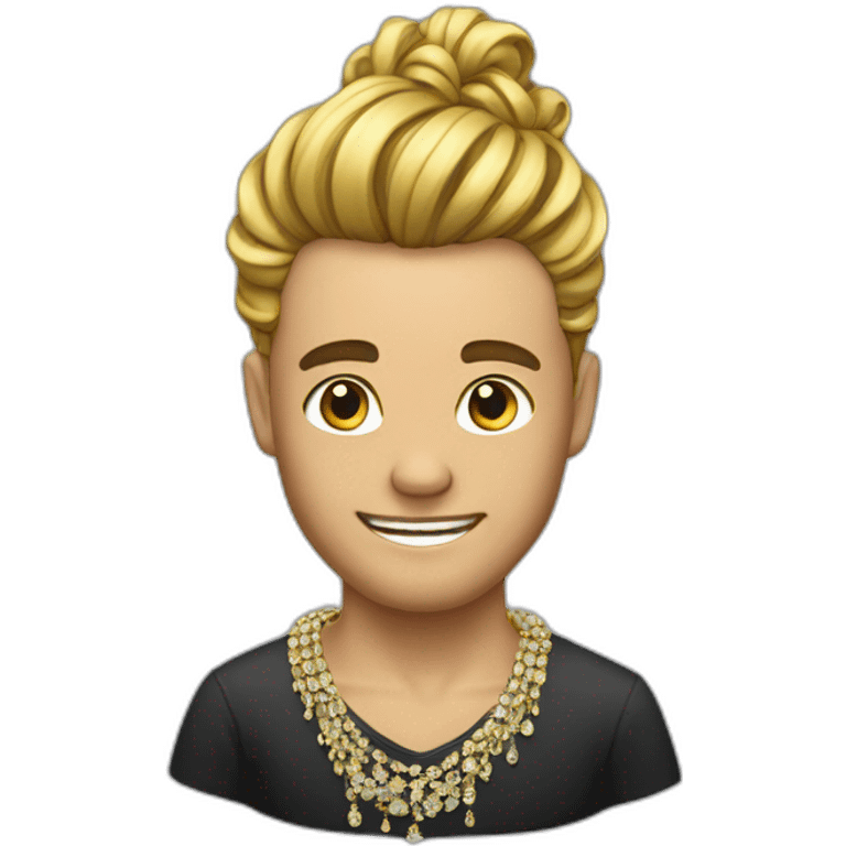 Homme bling avec un chignon emoji