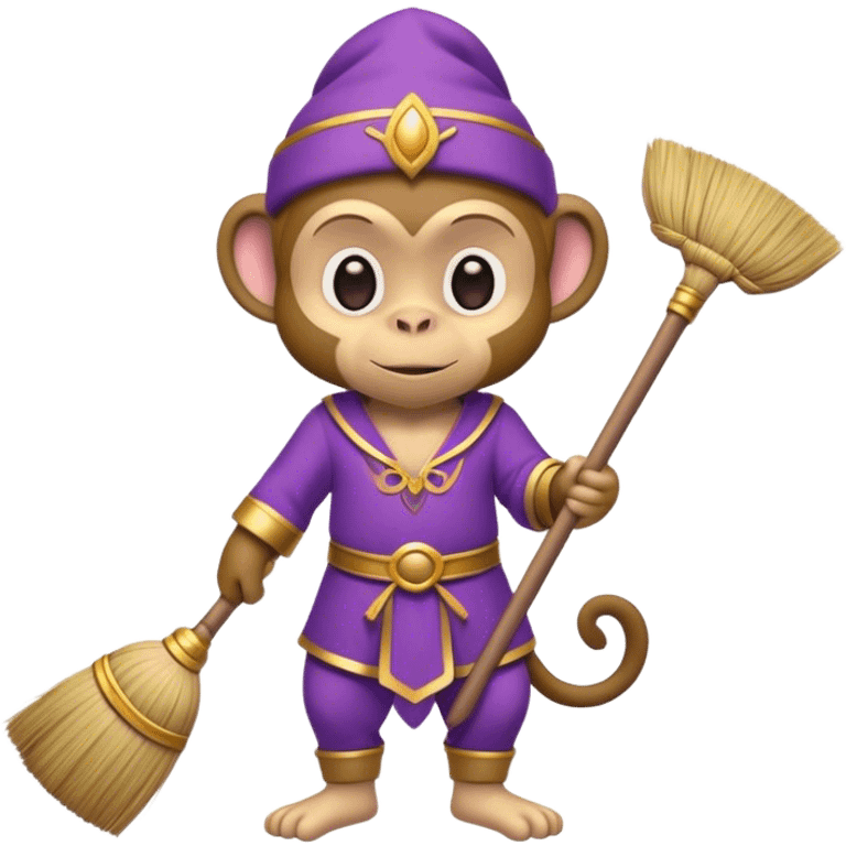 genie monkey, purple clothing, holding a broom emoji