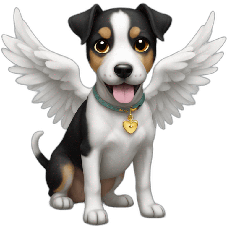 black jack rusell terrier with angel wings emoji