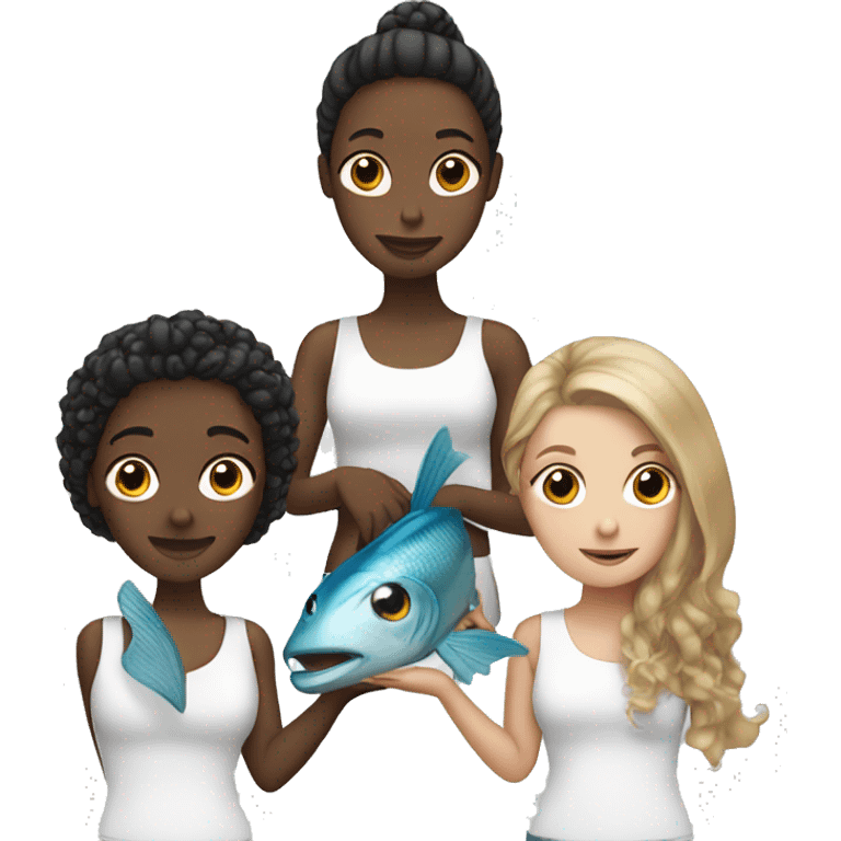 Three white girls with fish emoji