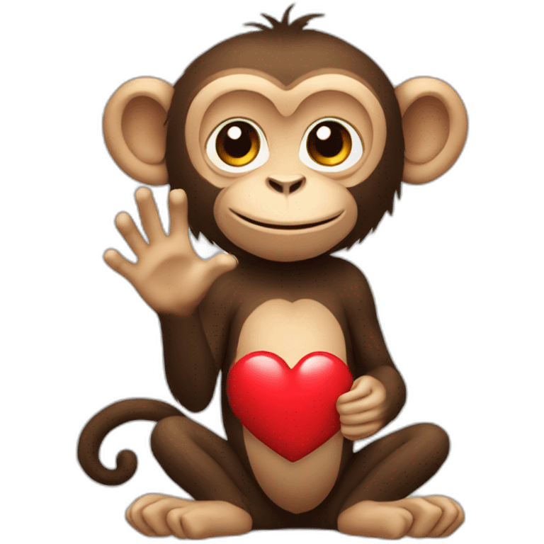 Monkey with heart hand emoji