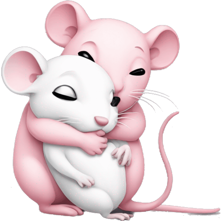 pink rat hugging white rat emoji