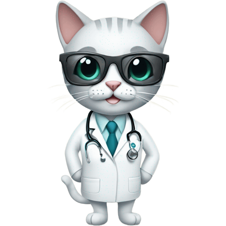 smiling doctor cat wearing black sunglasses emoji