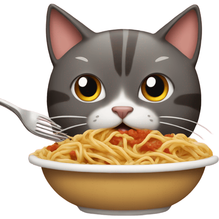 emoji of a cat that looks crazy and is eating spaghetti emoji