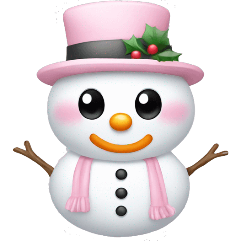 Cute white and light pink snowman emoji