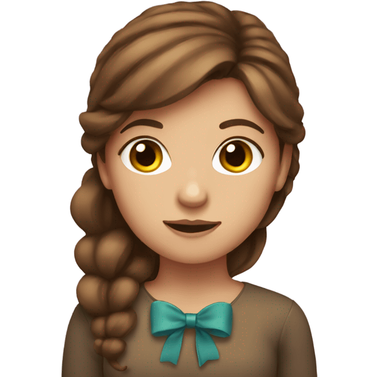 brown haired girl with bow emoji