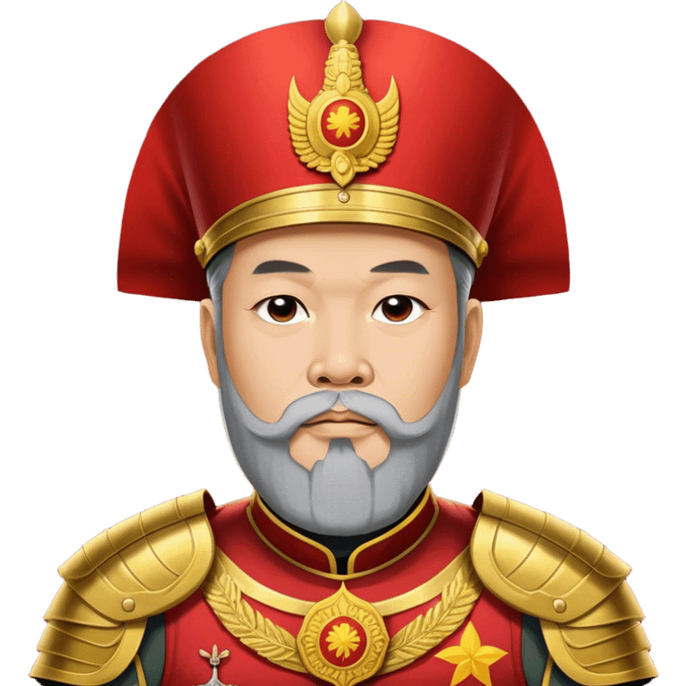 ​Cinematic Realistic Portrait of Trần Hưng Đạo, depicted as a revered Vietnamese general with his characteristic traditional Vietnamese beard and historic armor, his determined gaze illuminated by dramatic historical lighting that evokes his legendary martial spirit and leadership, emoji