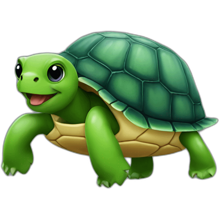 turtle carrying a big green garlic emoji