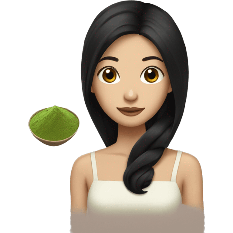 brunette with black hair Long snay with matcha  emoji