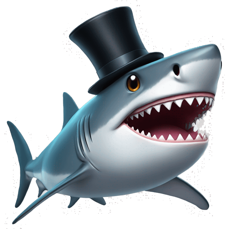 Shark with a top hat emoji