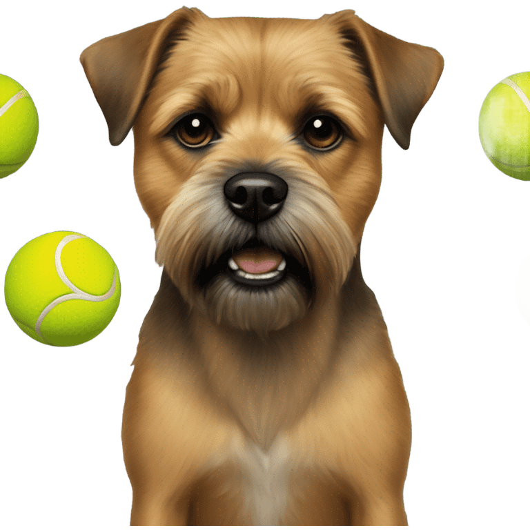 Border Terrier add tennis ball on ground in front emoji