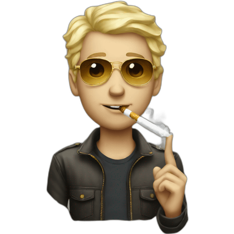 blonde white man with golden aviator glasses smoking cigarette emoji