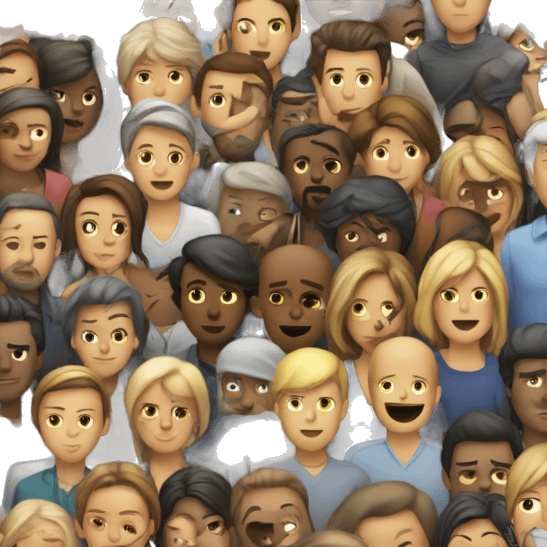 Humans crowd fading at top emoji