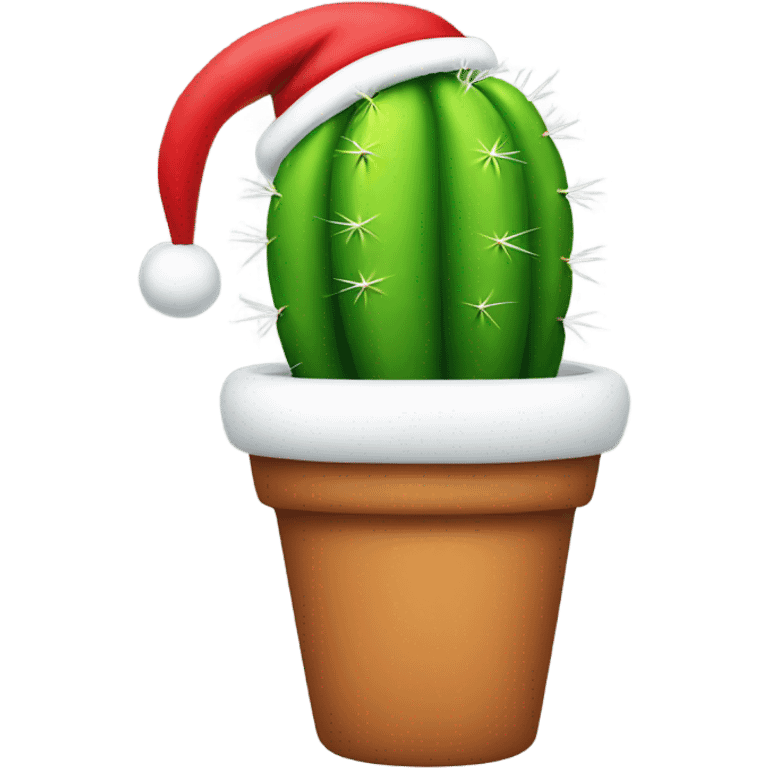 Rainbow cactus with Santa hat emoji