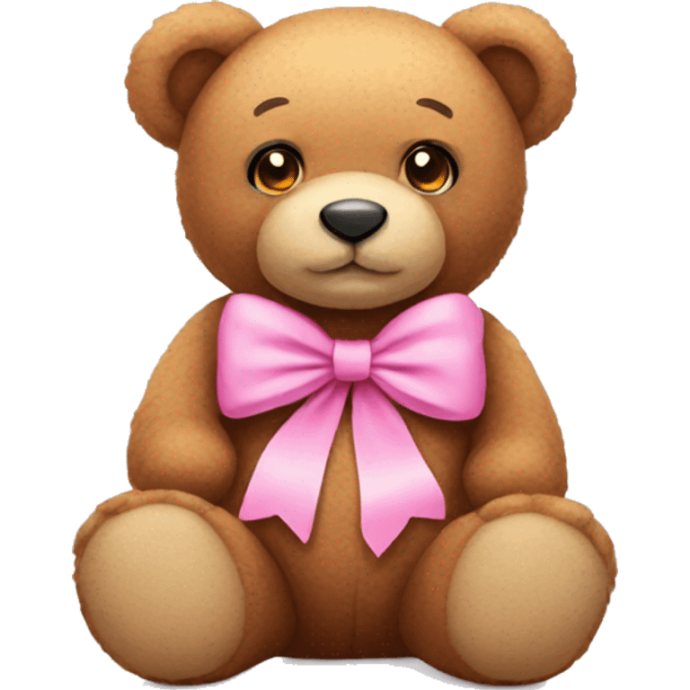 Teddy bear wearing pink bow  emoji