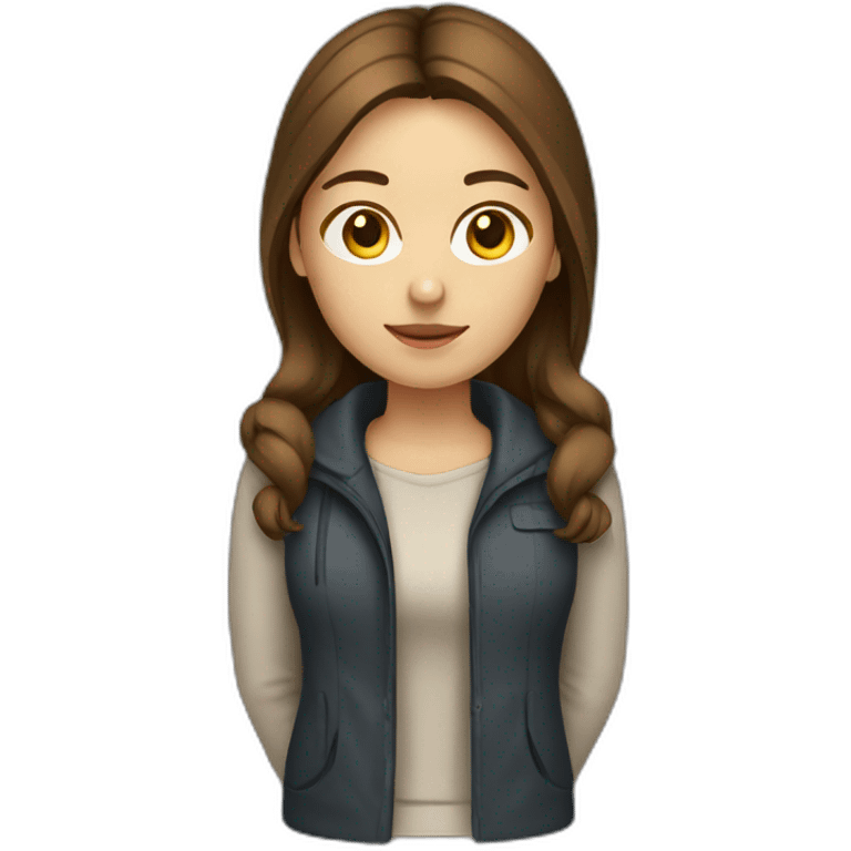 programmer girl with brown hair working emoji