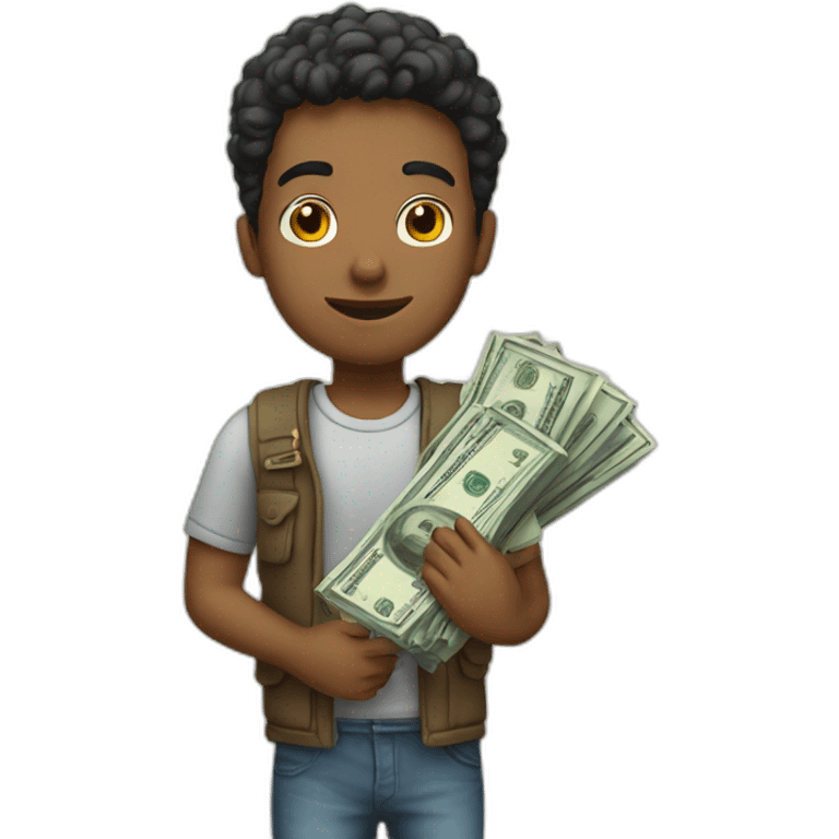 A young man carrying money emoji