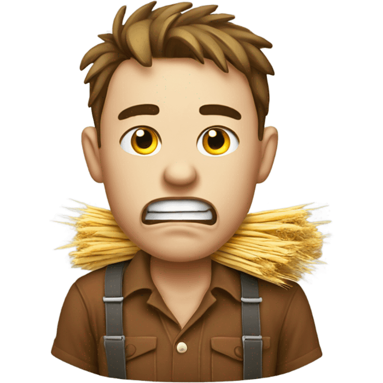 Emoji face with hay in mouth country boy angry emoji