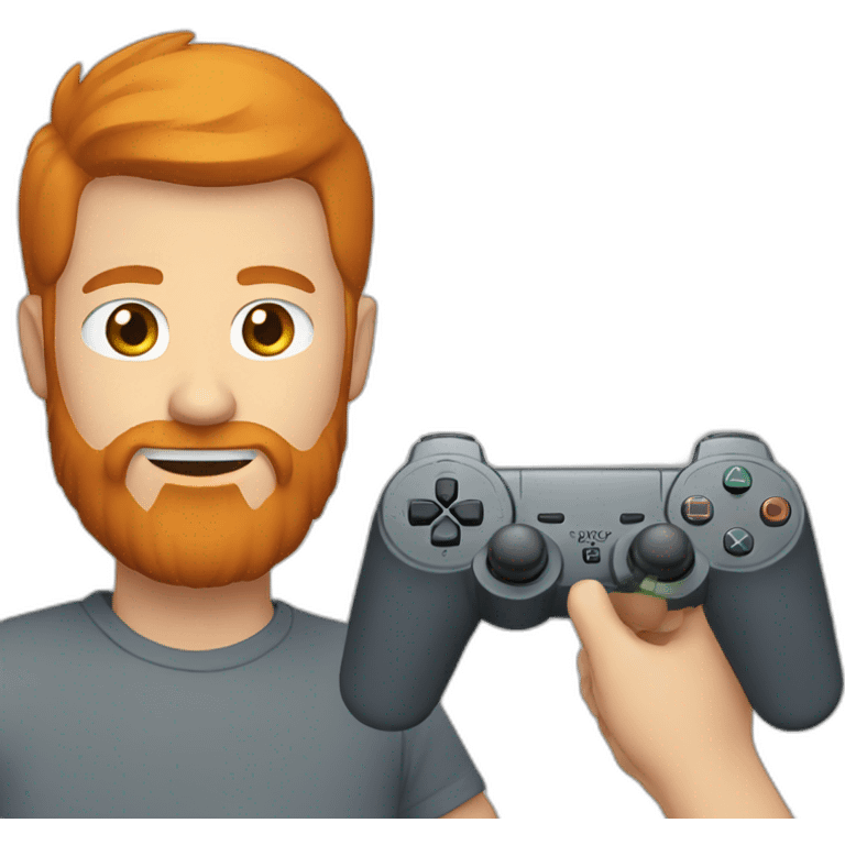 Man with a ginger beard playing playstation emoji