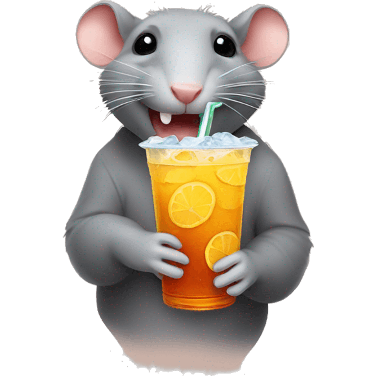 rat drinking iced tea emoji