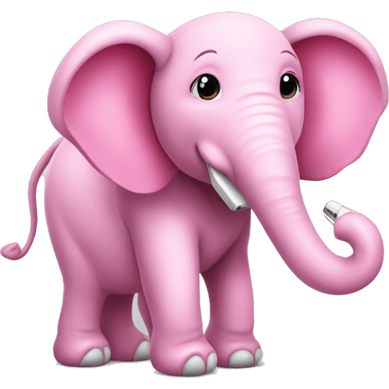 Schattige roze olifant met koptelefoon emoji