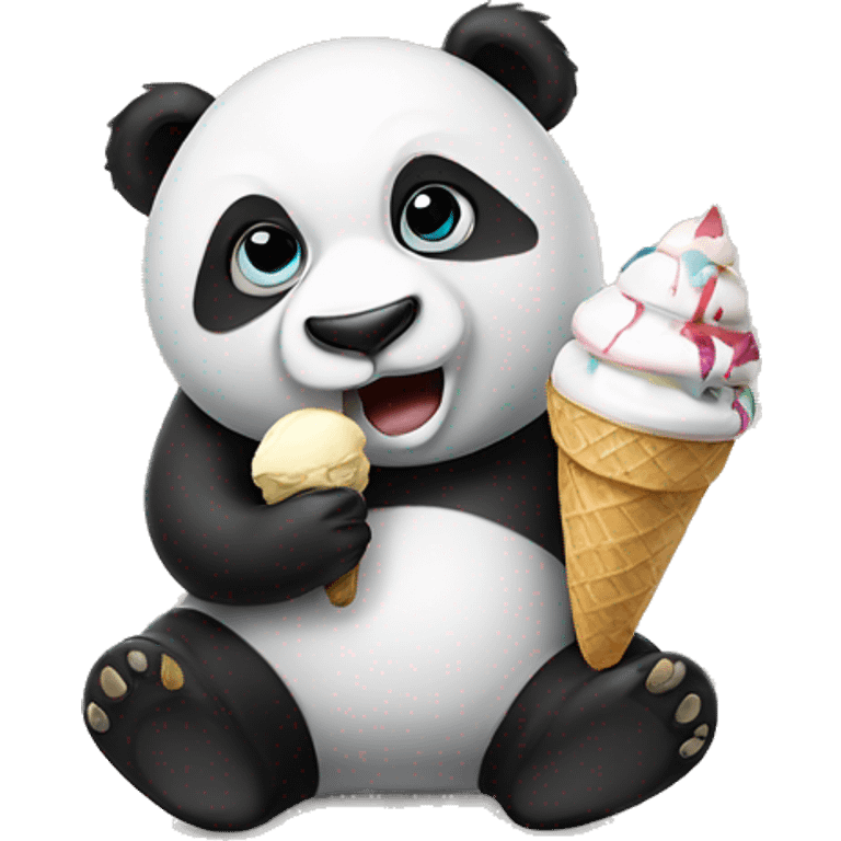 Panda eating ice cream emoji