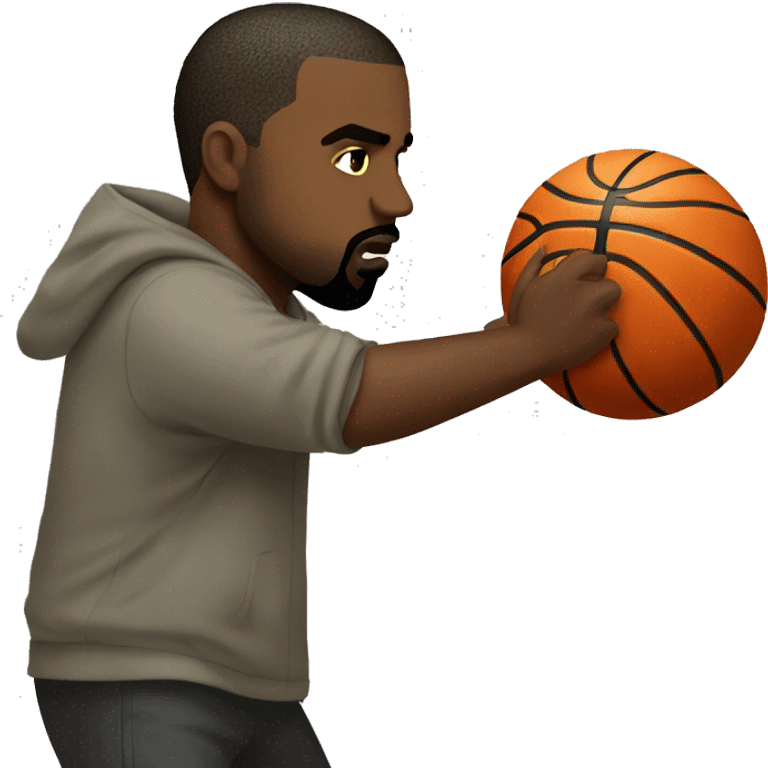 Kanye west shooting a basketball emoji