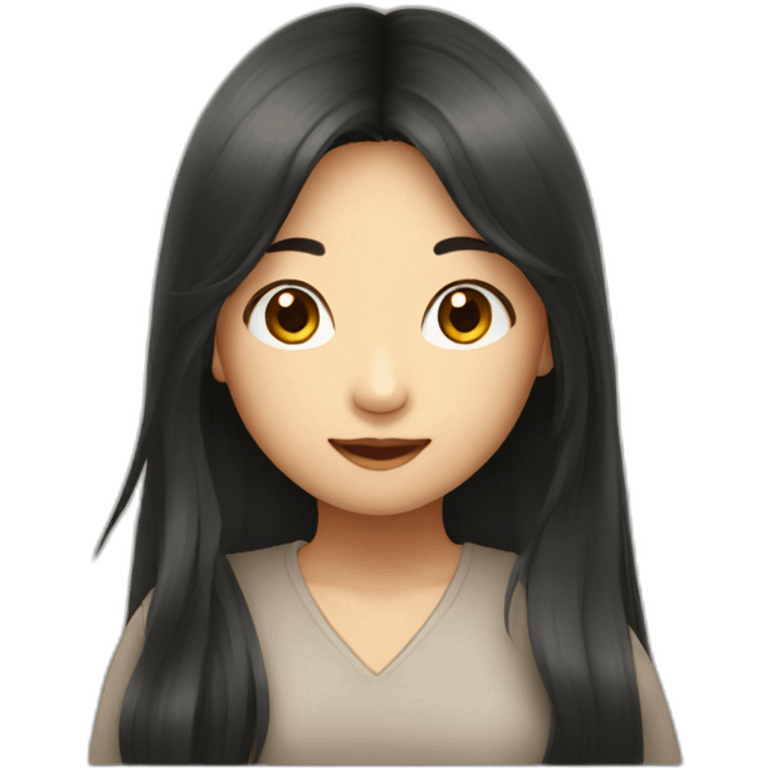 Asian girl with long hair saying hi emoji