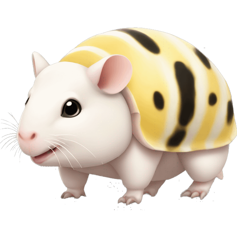 White chubby armadillo pig with yellow and black spots and cute flat  face emoji