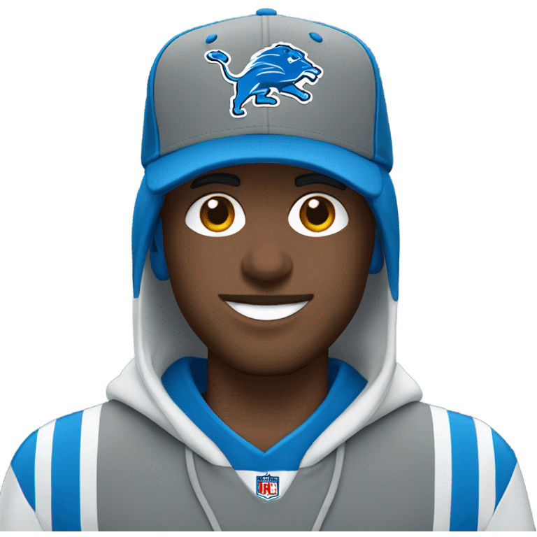 White male wearin a Detroit lions hat emoji