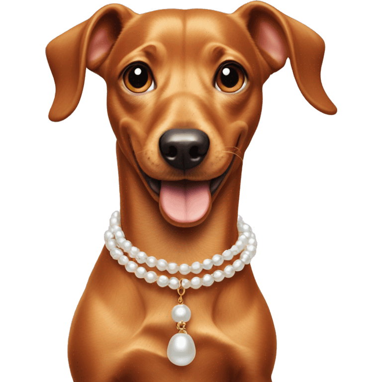 weenie dog with pearl necklace  emoji