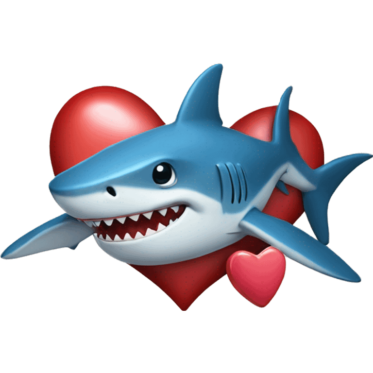 Shark holding heart emoji