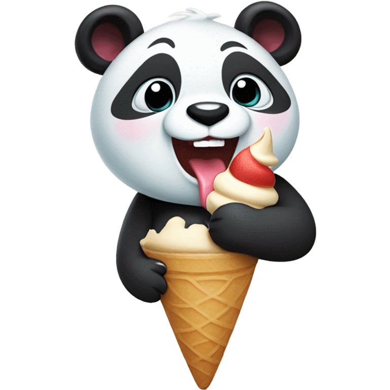 Panda eating ice cream emoji