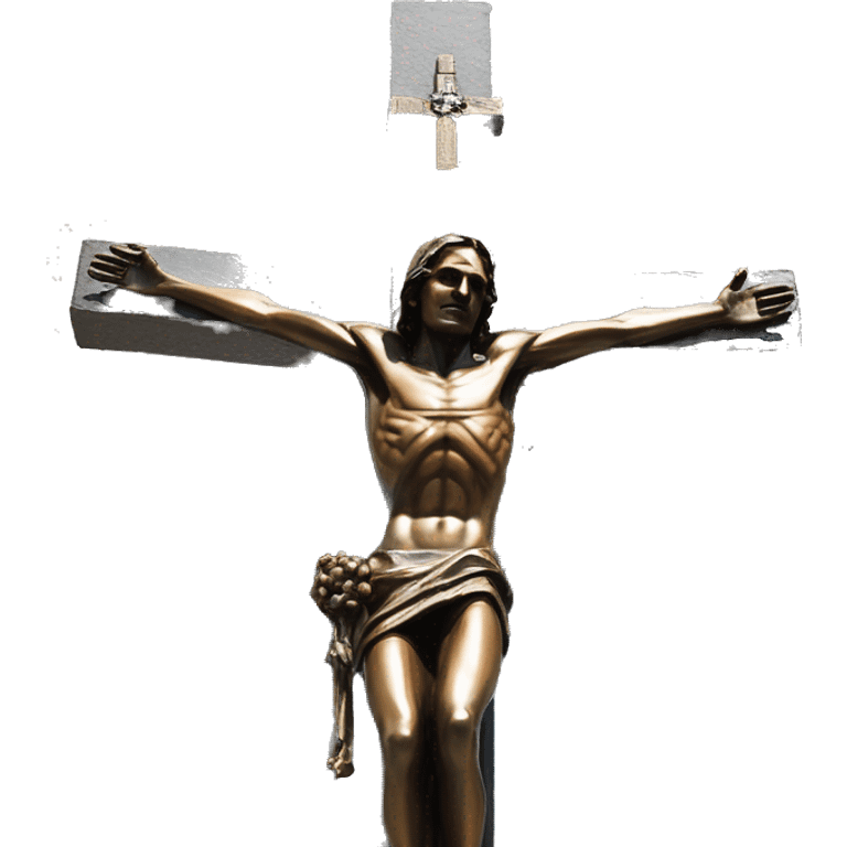 crucifix, reaching up to the sky, bronze statue emoji