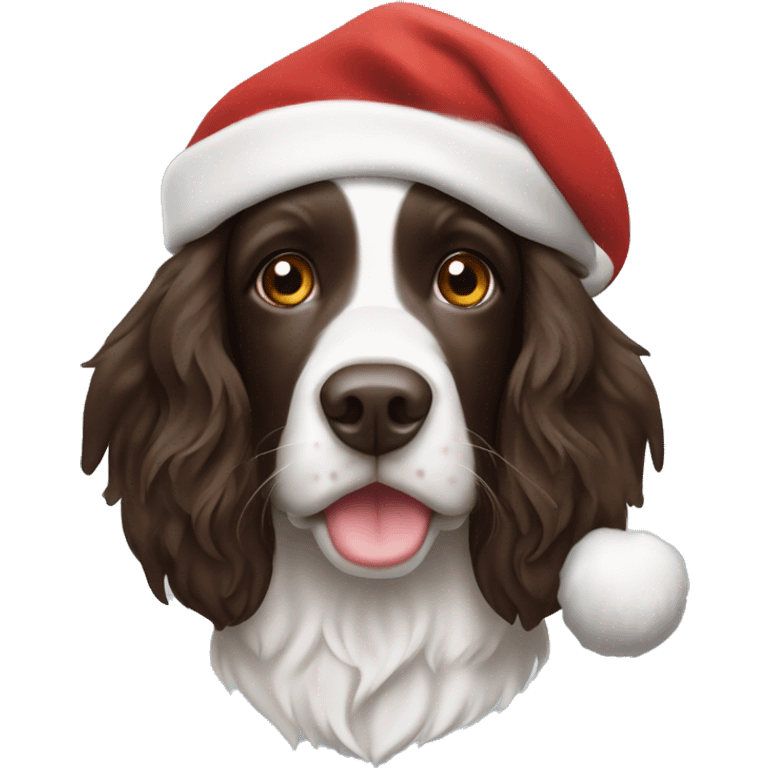 Springer spaniel with Santa hat emoji