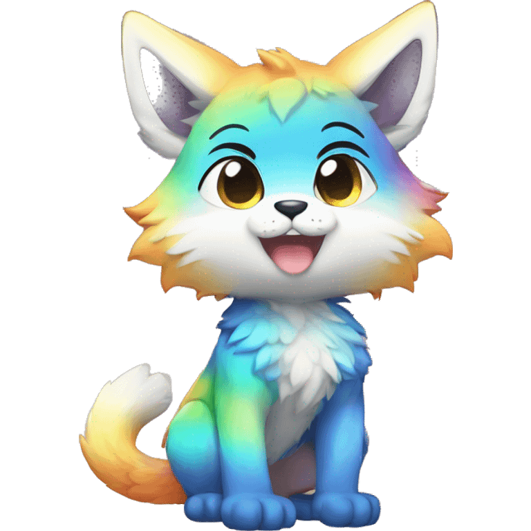 shiny, colorful, gradient, Kemono-style, Chibi, Anthro-Fur-Sona-Fakémon, Full Body emoji