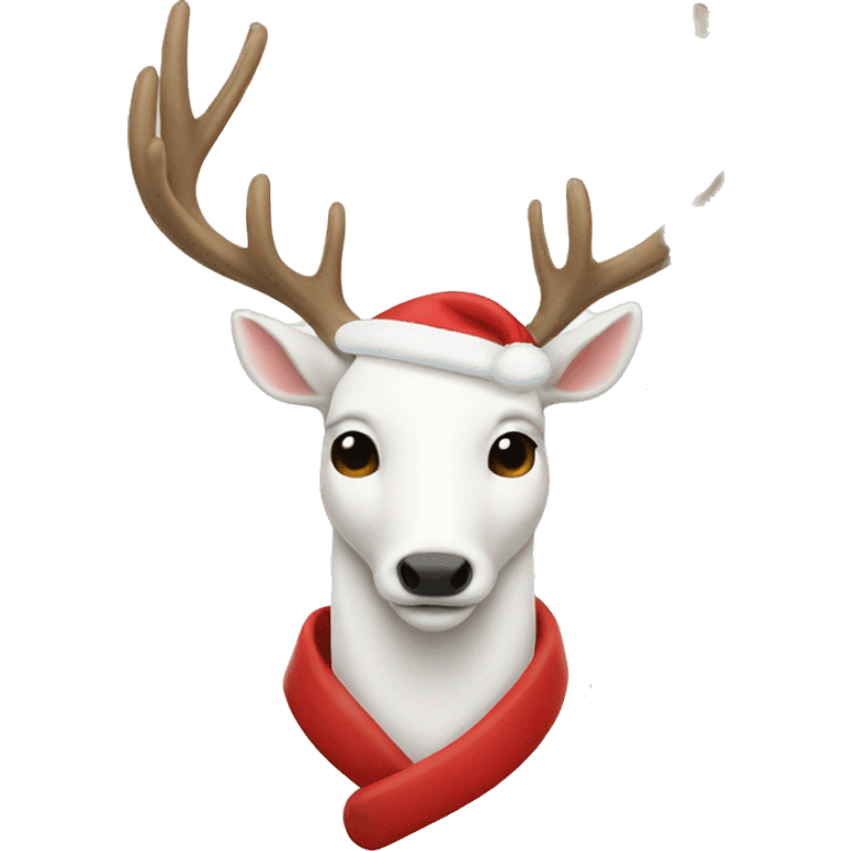 White deer with santa emoji