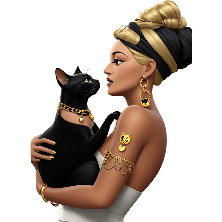 girl with black cat jewelry emoji