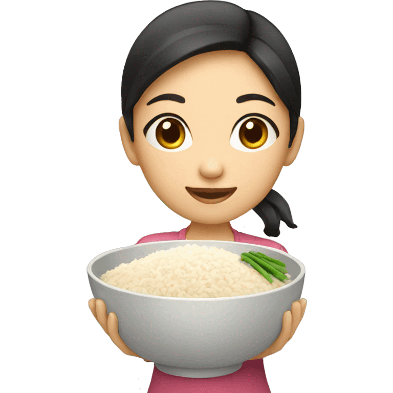 asian girl holding a bowl of rice emoji